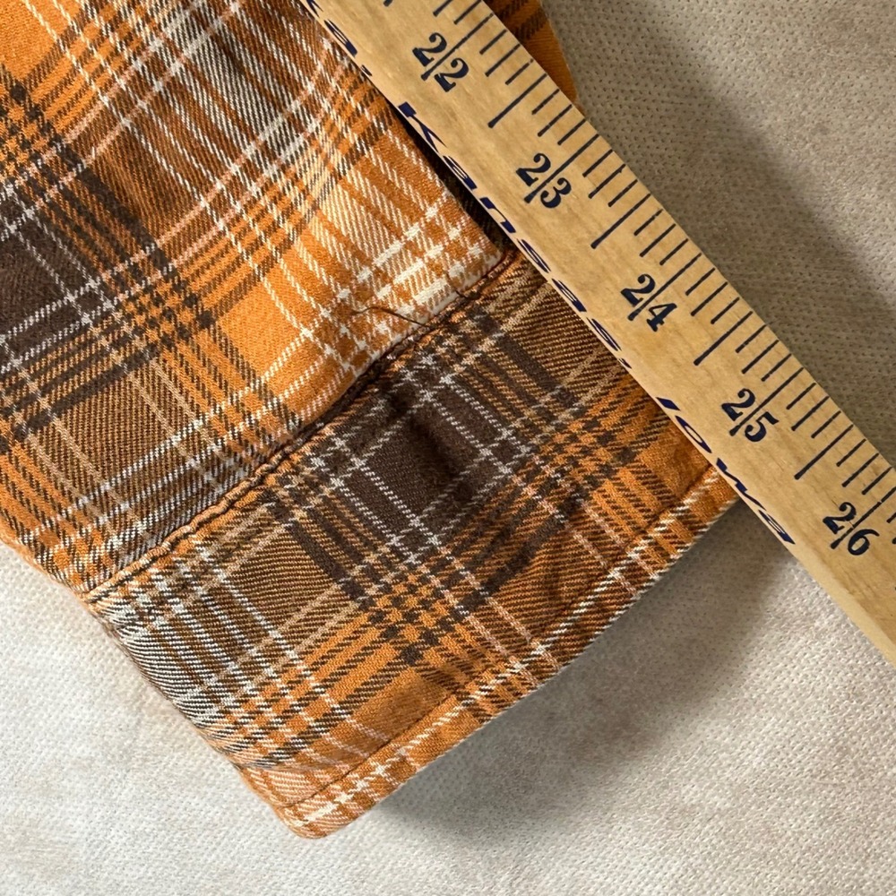 Carhartt Mens Shirt Orange Brown Plaid Relaxed Fit Long Sleeve‎ Workwear XL - Picture 8 of 9